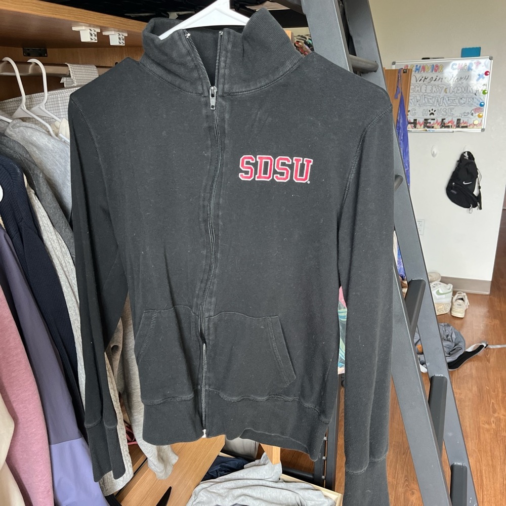 Black SDSU Zip-Up Hoodie